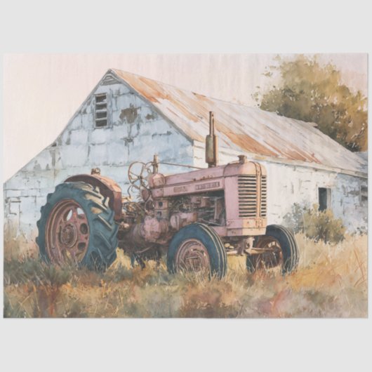 Decoupage Rustic Tractor & Barn  薄葉紙 (正面)