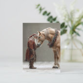 Decoupage Santa and Horse Special Moment ポストカード (スタンド正面)