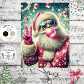 Decoupage Santa Blowing Bubble Gum in Pink  薄葉紙