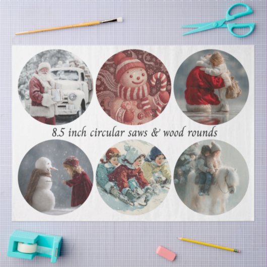 Decoupage Santa Circular Saw Designs 8.5"  薄葉紙 (クラフト)