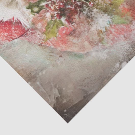 Decoupage Santa Claus Holly Red Coat 薄葉紙 (詳細)