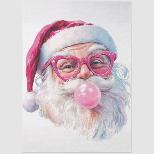 Decoupage Santa Holiday Sass Blowing Bubblegum  薄葉紙 (正面)