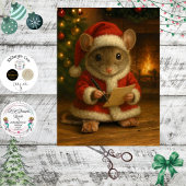 Decoupage Santa Mouse Writing a Letter 薄葉紙