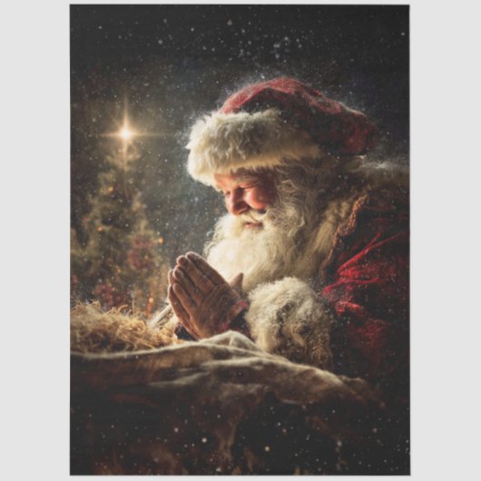 Decoupage Santa Praying True Meaning Christmas 薄葉紙 (正面)