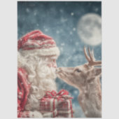 Decoupage Santa Reindeer Nose to Nose Moon 薄葉紙 (正面)