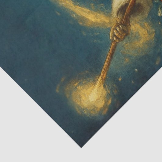 Decoupage Santa & Reindeer Sleighing in Night Sky  薄葉紙 (詳細)