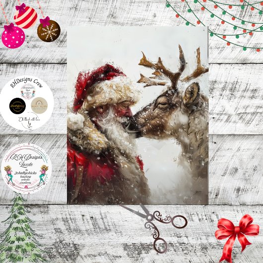 Decoupage Santa Rudolph Yuletide Magic  薄葉紙