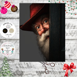 Decoupage Santa Secret Check Peeking Art 薄葉紙