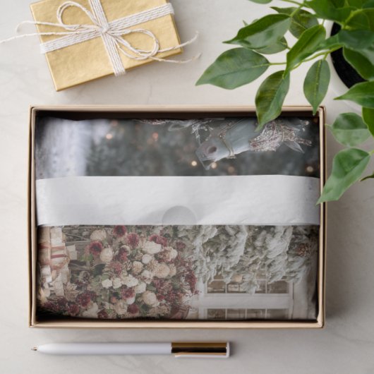 Decoupage Santa Sleigh Carriage 12s" Square Tile 薄葉紙 (ギフト)