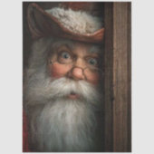Decoupage Santa Surprise Peeking Around Door 薄葉紙 (正面)