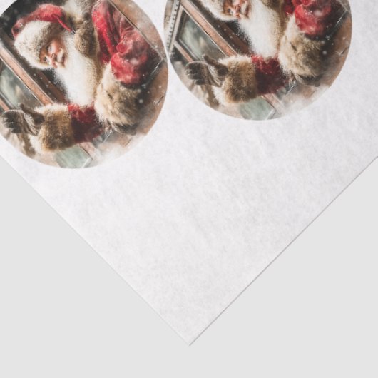 Decoupage Santa Waving From Train 12 & 4" Circles  薄葉紙 (詳細)