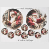 Decoupage Santa Waving From Train 12 & 4" Circles  薄葉紙 (正面)