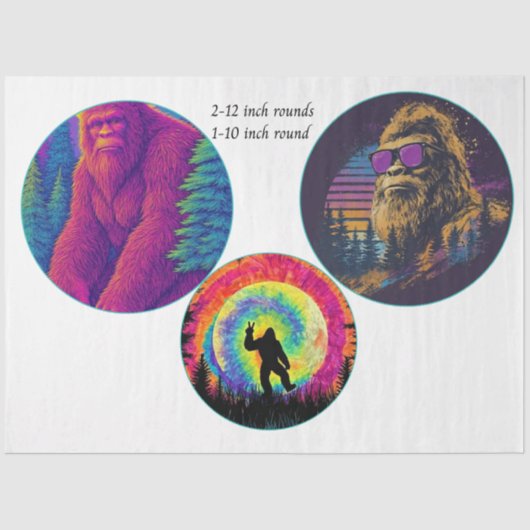 Decoupage Sasquatch 12 inch rounds & 10 inch round 薄葉紙 (正面)