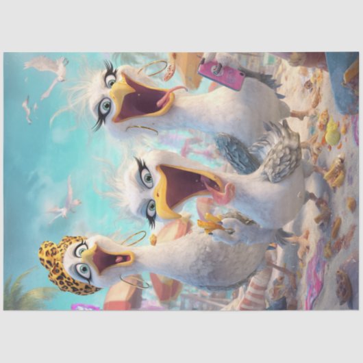 Decoupage Sassiest Trio Wacky Chicks On The Beach 薄葉紙 (正面)