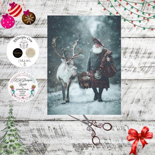 Decoupage Scottish Santa Claus in Kilt 薄葉紙