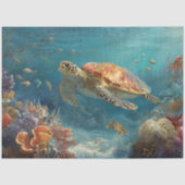 Decoupage Sea Turtle Coral Reef Wall Art 薄葉紙 (正面)