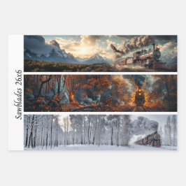 Decoupage Seasonal Trains 26x26 for Handsaws ラッピングペーパーシート