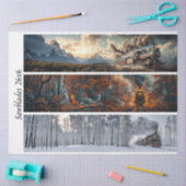 Decoupage Seasonal Trains 26x26 for Handsaws 薄葉紙 (クラフト)