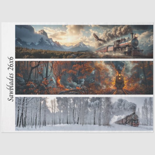 Decoupage Seasonal Trains 26x26 for Handsaws 薄葉紙 (正面)