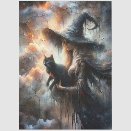 Decoupage Silver Haired Witch Glowing Artwork  薄葉紙 (正面)