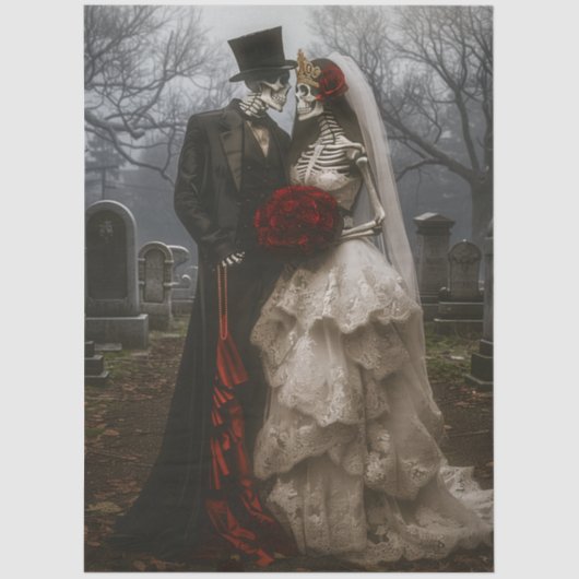 Decoupage Skeleton Couple Halloween Wedding 薄葉紙 (正面)