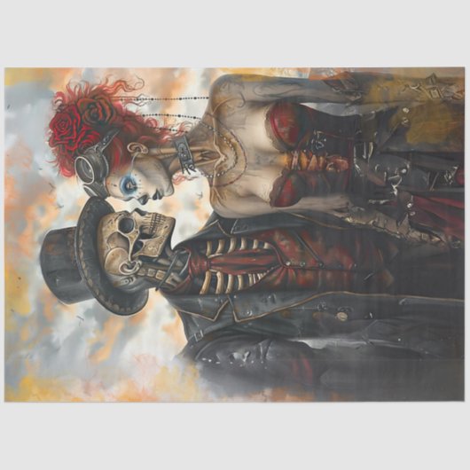 Decoupage Skeleton Couple Victorian Steampunk  薄葉紙 (正面)