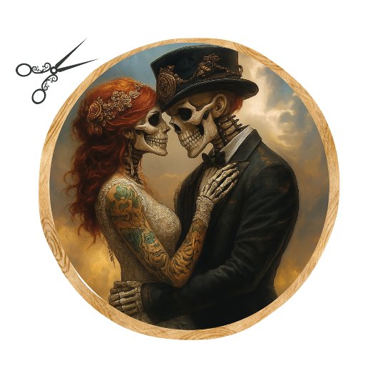 Decoupage Skeleton Couple Wedding 21-inch round 薄葉紙
