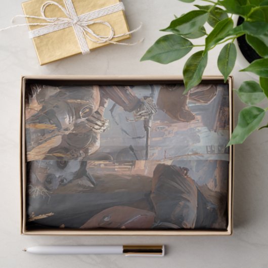 Decoupage Skeleton Cowboy Fur Feather Funk Band 薄葉紙 (ギフト)