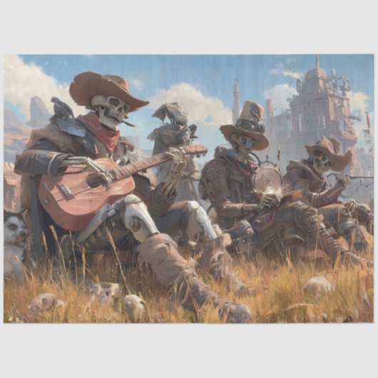 Decoupage Skeleton Cowboy Fur Feather Funk Band 薄葉紙 (正面)