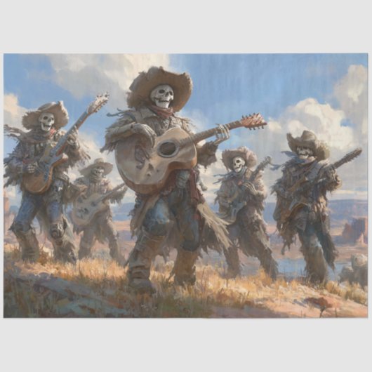 Decoupage Skeleton Cowboy Fur Feather Funk Band 薄葉紙 (正面)