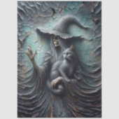 Decoupage Skeleton Gothic Witch Black Cat 薄葉紙 (正面)