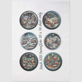 Decoupage Snow Globe Moulds Winter Village 3" 薄葉紙