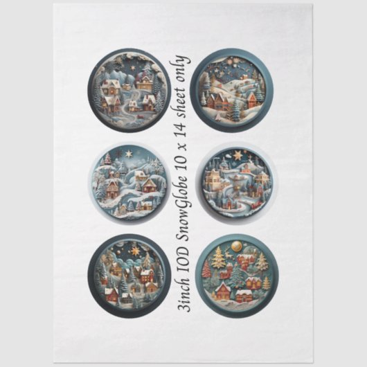 Decoupage Snow Globe Moulds Winter Village 3" 薄葉紙 (正面)
