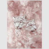 Decoupage Snow Leopard Pink Botanical Garden 薄葉紙 (正面)