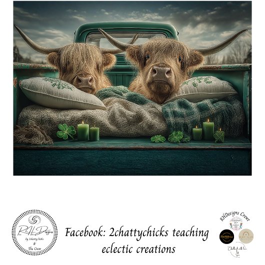 Decoupage St. Patrick Highland Vintage Truck  薄葉紙