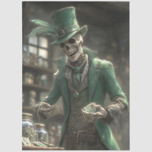 Decoupage St. Patrick's Apothecary Skeleton Decor 薄葉紙 (正面)