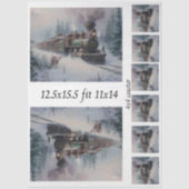 Decoupage Steam Engine Christmas Train Collage  薄葉紙 (正面)