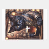 Decoupage - Steampunk cat drinking beer -  ラッピングペーパーシート (正面)