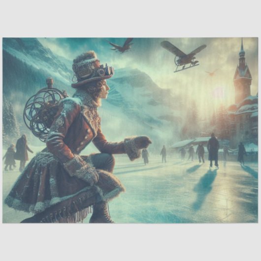 Decoupage Steampunk Fantasy Winter Messenger 薄葉紙 (正面)