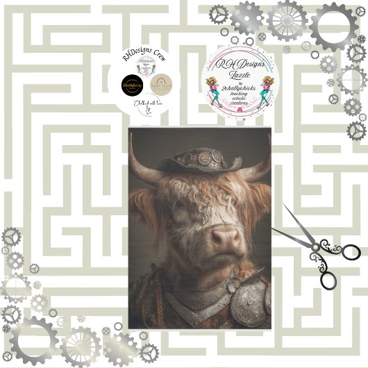 Decoupage Steampunk Highland Diesel Punk Machinery 薄葉紙