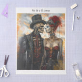 Decoupage Steampunk Skeleton Couple 16x20 Canvas 薄葉紙 (クラフト)