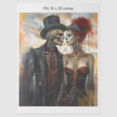 Decoupage Steampunk Skeleton Couple 16x20 Canvas 薄葉紙 (正面)