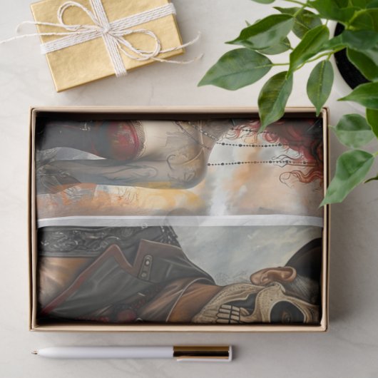 Decoupage Steampunk Skeleton Duo 11x14 Canvas 薄葉紙 (ギフト)