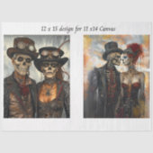 Decoupage Steampunk Skeleton Duo 11x14 Canvas 薄葉紙 (正面)