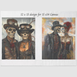Decoupage Steampunk Skeleton Duo 11x14 Canvas 薄葉紙