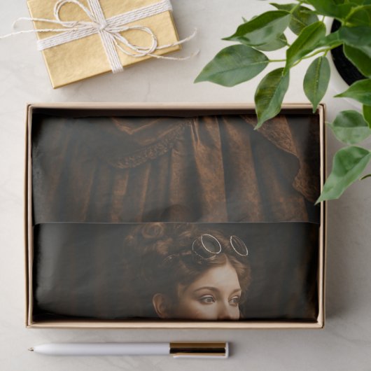 Decoupage Steampunk Victorian Lady in Brown 薄葉紙 (ギフト)