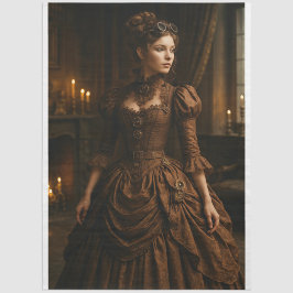 Decoupage Steampunk Victorian Lady in Brown 薄葉紙