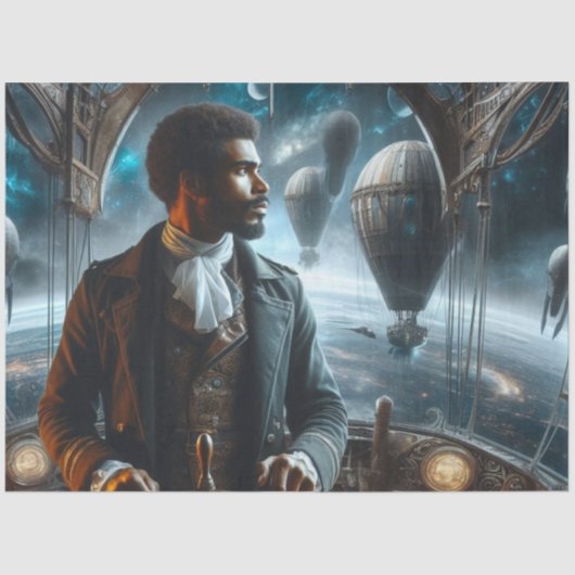 Decoupage Steampunk Victorian Space Air Captain 薄葉紙 (正面)