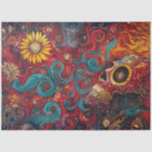 Decoupage Sunflower Gothic Skull Cosmic Art  薄葉紙 (正面)