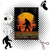 Decoupage Sunset Bigfoot Silhouette Walking  薄葉紙